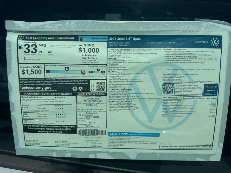New 2026 Volkswagen Jetta Sport FWD image 33