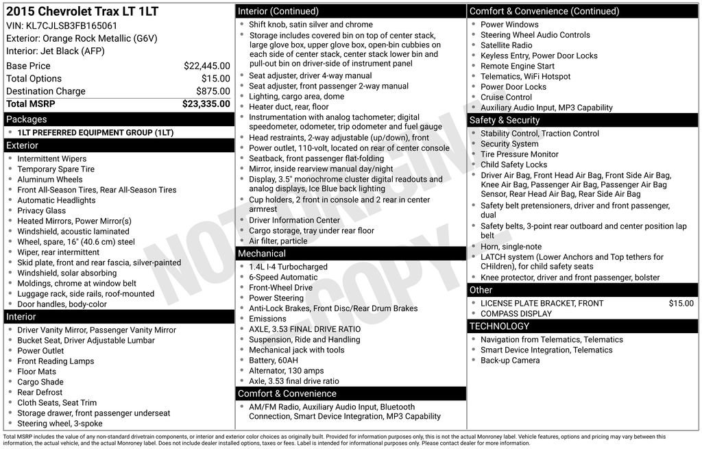 Used 2015 Chevrolet Trax LT FWD image 2