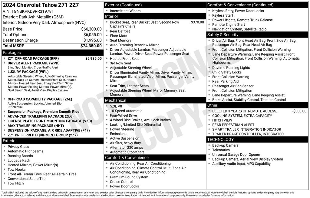 Used 2024 Chevrolet Tahoe Z71 w/ Z71 Off-Road Package AWD/4WD image 28