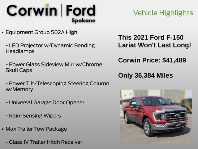 Used 2021 Ford F150 Lariat w/ Equipment Group 502A High AWD/4WD image 13