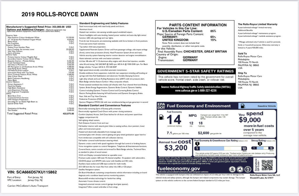 Used 2019 Rolls-Royce Dawn RWD image 98
