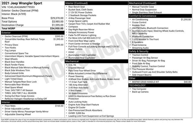 Used 2021 Jeep Wrangler Sport image 7