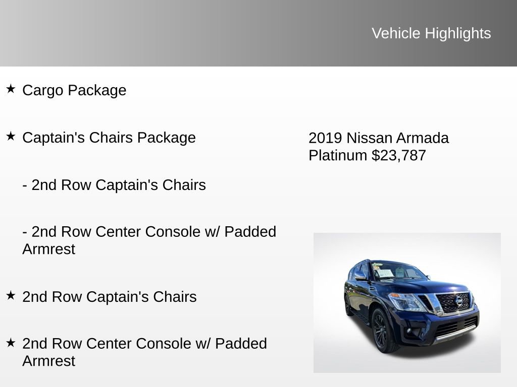 Used 2019 Nissan Armada Platinum w/ Captain's Chairs Package image 12