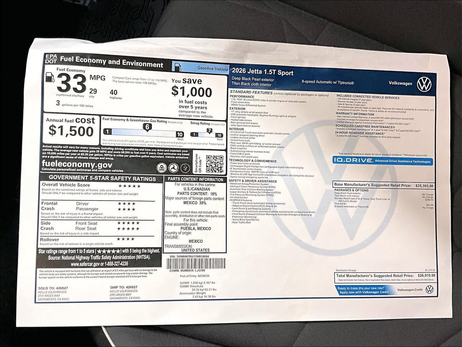 New 2026 Volkswagen Jetta Sport FWD image 32