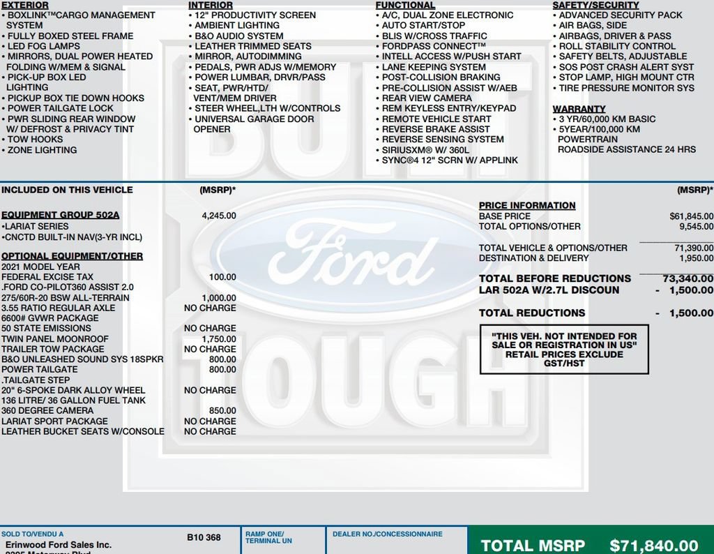 Used 2021 Ford F150 Lariat w/ Equipment Group 502A High AWD/4WD image 2