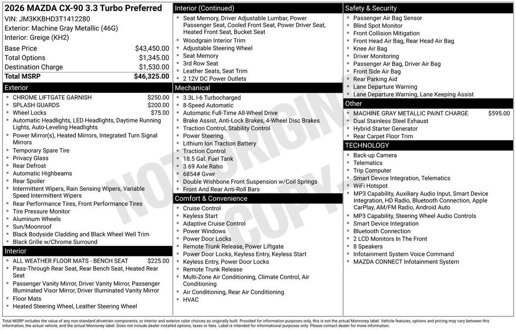 New 2026 MAZDA CX-90 3.3 Turbo w/ Preferred Package AWD/4WD image 2