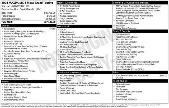New 2026 MAZDA MX-5 Miata Grand Touring image 9