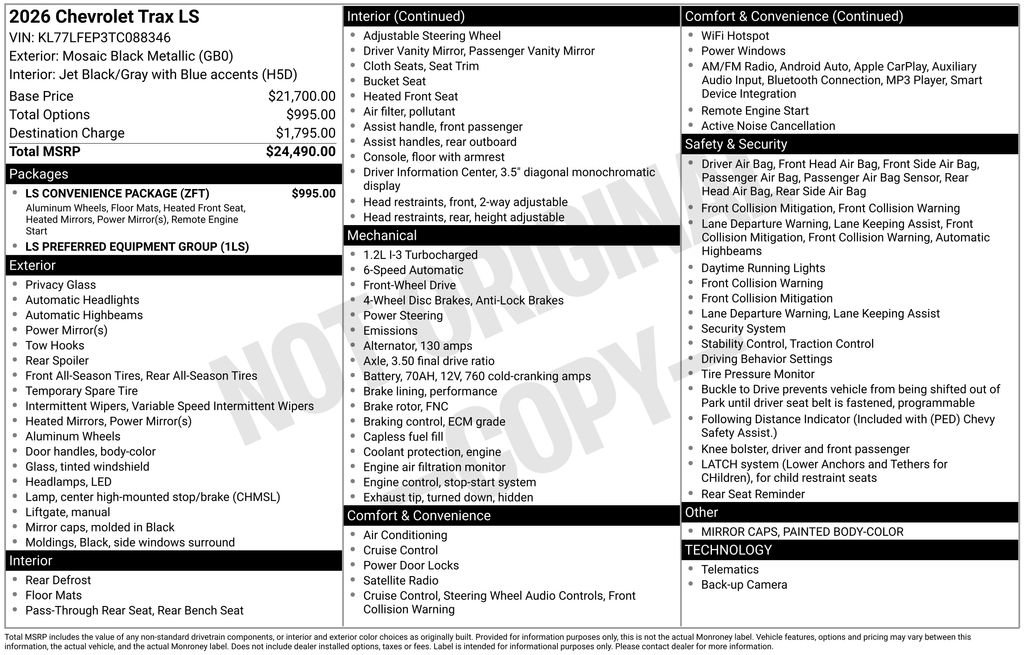 New 2026 Chevrolet Trax LS w/ LS Convenience Package image 3