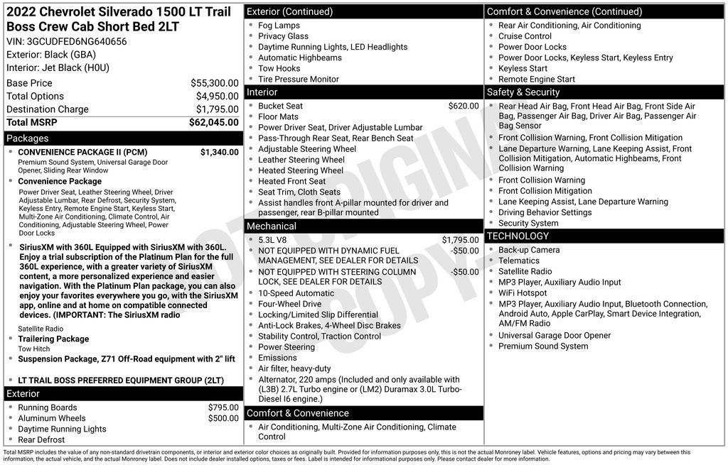 Used 2022 Chevrolet Silverado 1500 LT Trail Boss w/ Convenience Package II AWD/4WD image 5