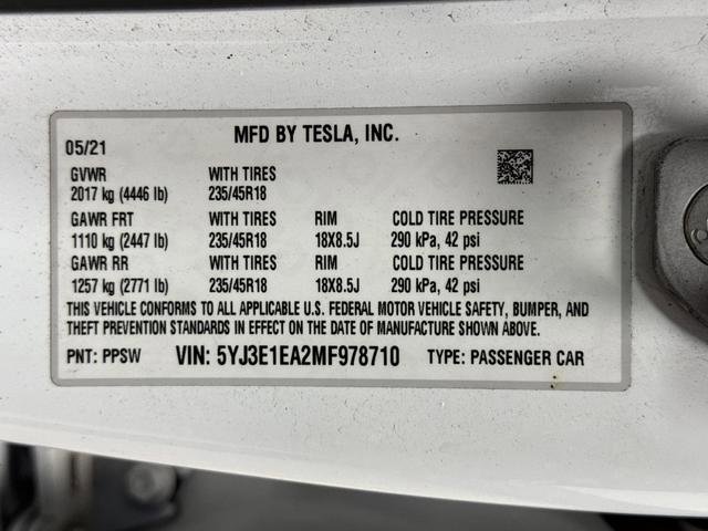 Used 2021 Tesla Model 3 Standard Range Plus image 36