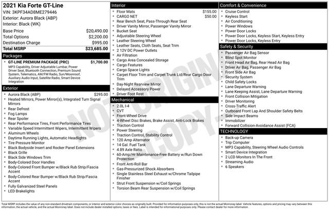 Used 2021 Kia Forte GT-Line w/ GT-Line Premium Package FWD image 9