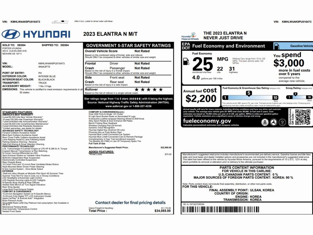 Used 2023 Hyundai Elantra N image 2