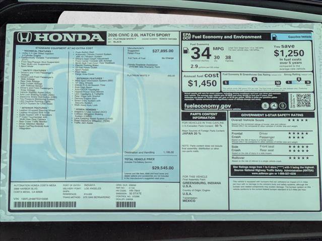 New 2026 Honda Civic Sport image 17