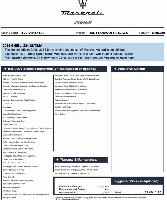 Used 2024 Maserati Ghibli 334 Ultima image 2