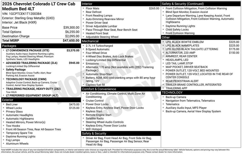 New 2026 Chevrolet Colorado LT w/ LT Convenience Package AWD/4WD image 10