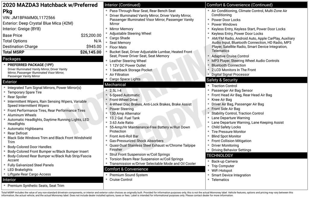 Used 2020 MAZDA MAZDA3 Hatchback w/ Preferred Package image 29