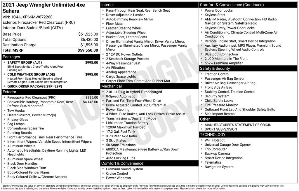 Used 2021 Jeep Wrangler Unlimited Sahara 4xe w/ Cold Weather Group image 10