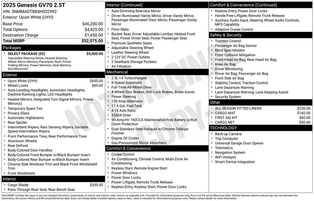 Certified 2025 Genesis GV70 2.5T w/ Select Package AWD/4WD image 14