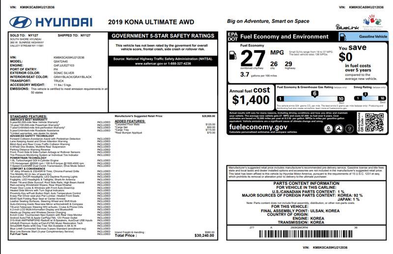Used 2019 Hyundai Kona Ultimate AWD/4WD image 3