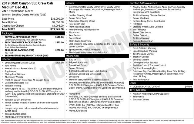 Used 2019 GMC Canyon SLE w/ Driver Alert Package AWD/4WD image 4