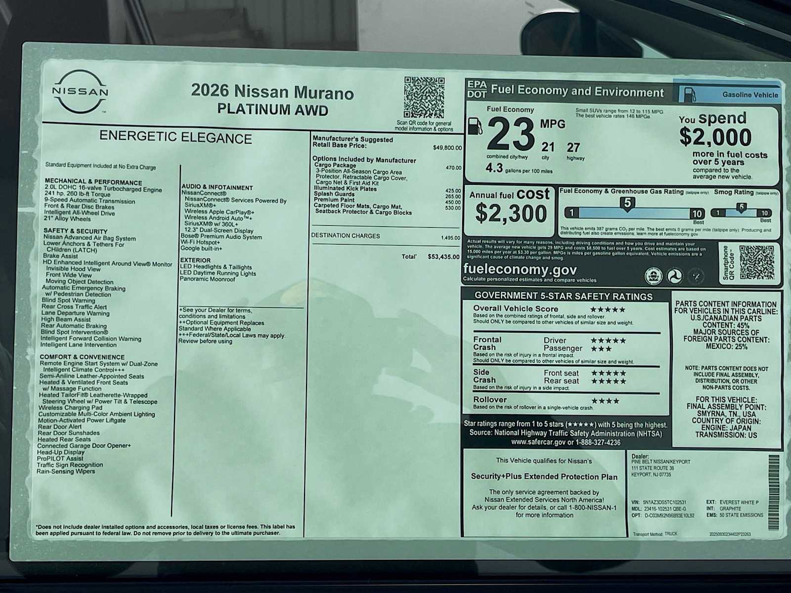 New 2026 Nissan Murano Platinum w/ Cargo Package image 6