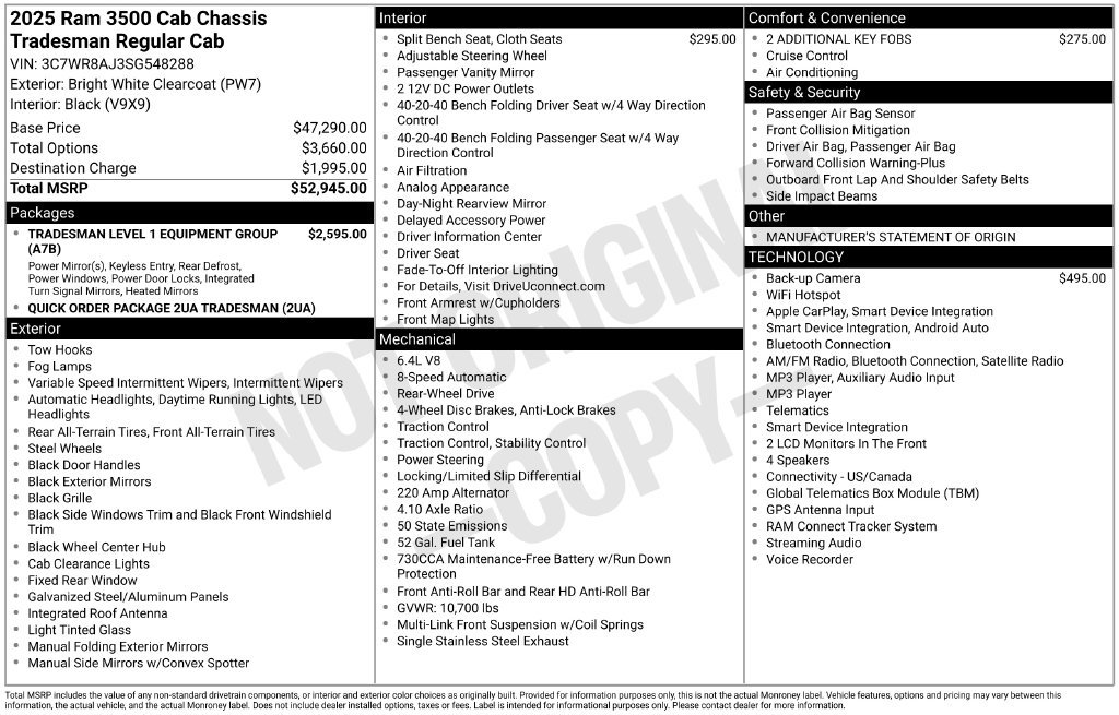New 2025 RAM 3500 Tradesman RWD image 7