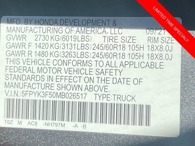 Used 2021 Honda Ridgeline RTL image 17