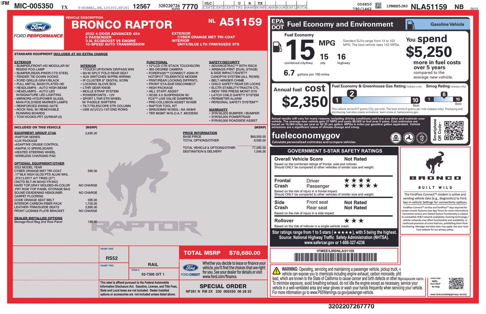Used 2022 Ford Bronco Raptor AWD/4WD image 32