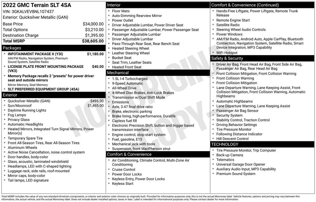 Used 2022 GMC Terrain SLT w/ Infotainment Package II AWD/4WD image 27