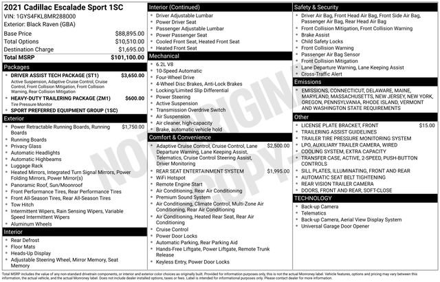 Used 2021 Cadillac Escalade Sport w/ Driver Assist Tech Package image 33