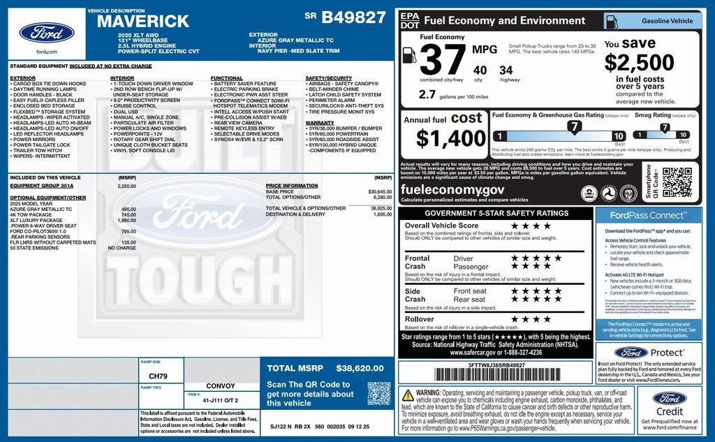 New 2025 Ford Maverick XLT w/ Equipment Group 301A image 2