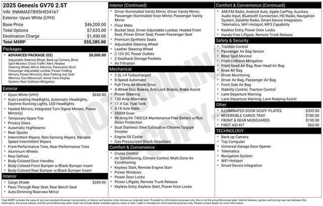 Used 2025 Genesis GV70 2.5T Advanced w/ Advanced Package