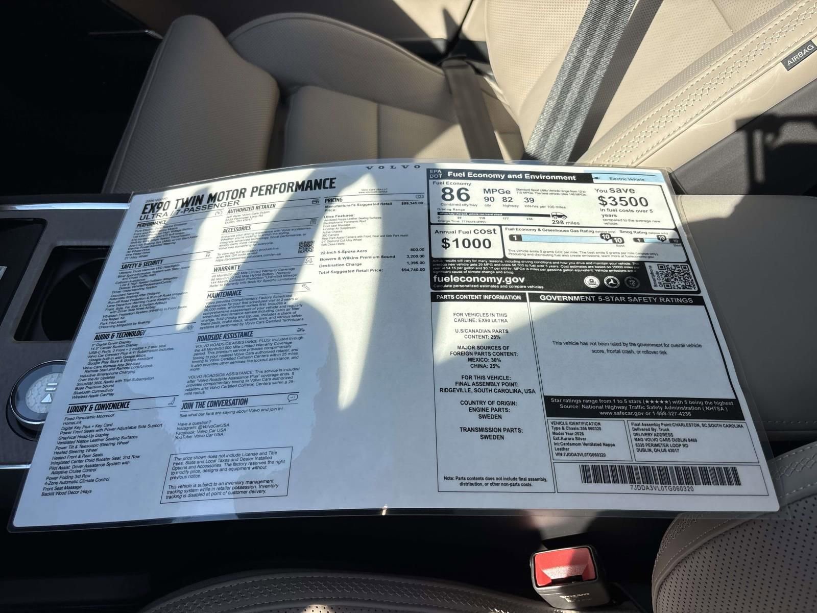New 2026 Volvo EX90 Ultra AWD/4WD image 33