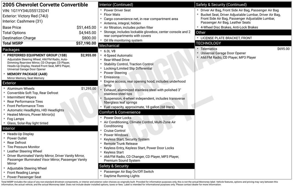 Used 2005 Chevrolet Corvette Convertible w/ Preferred Equipment Group image 9