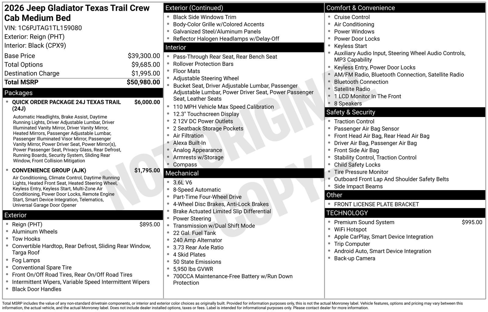 New 2026 Jeep Gladiator Sport AWD/4WD image 24