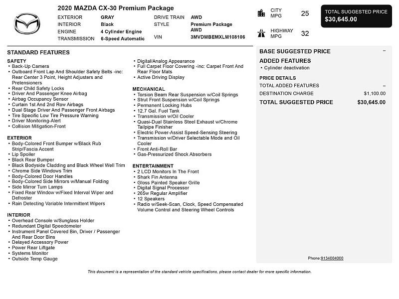 Used 2020 MAZDA CX-30 AWD w/ Premium Package image 2