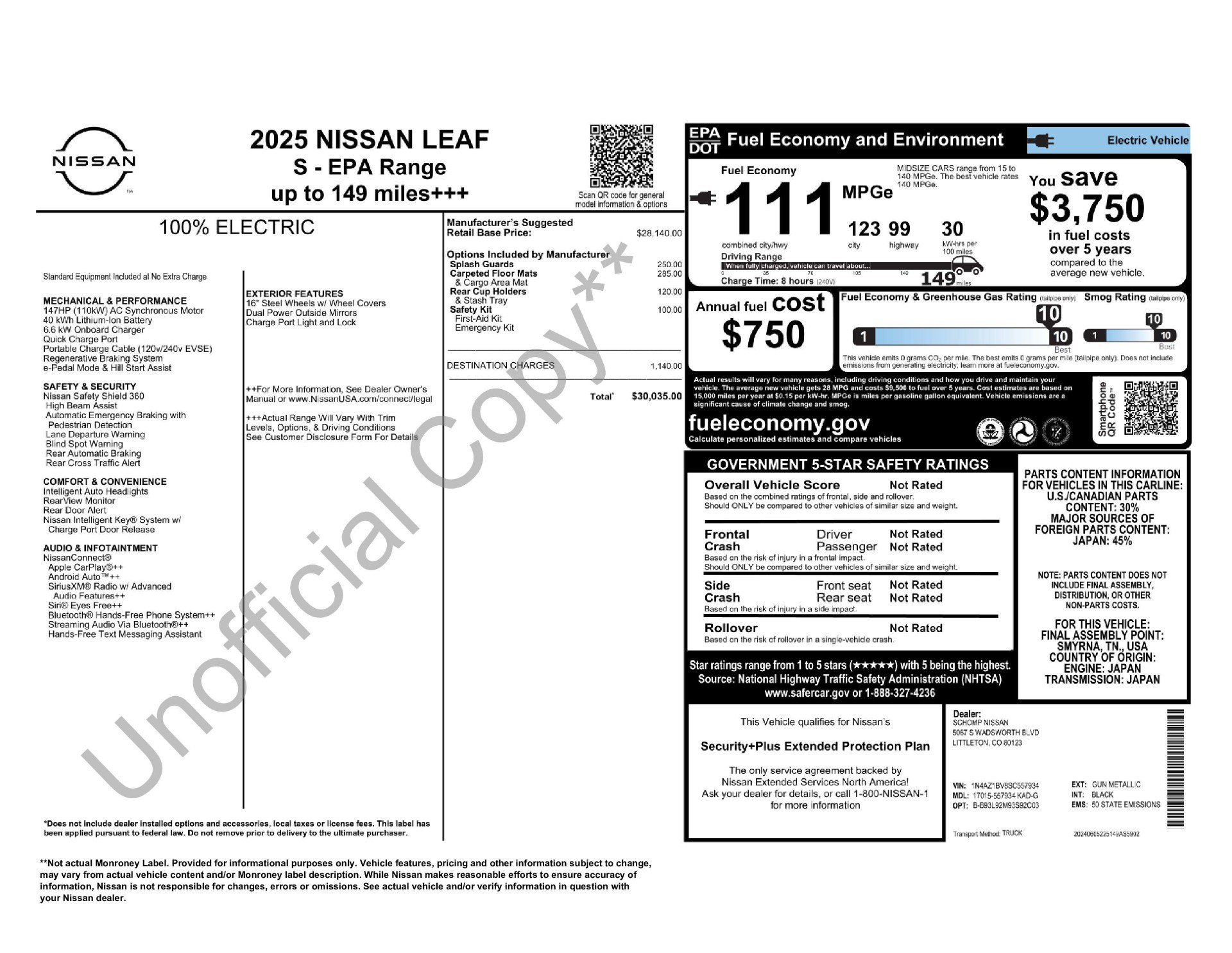 Certified 2025 Nissan Leaf S FWD image 11