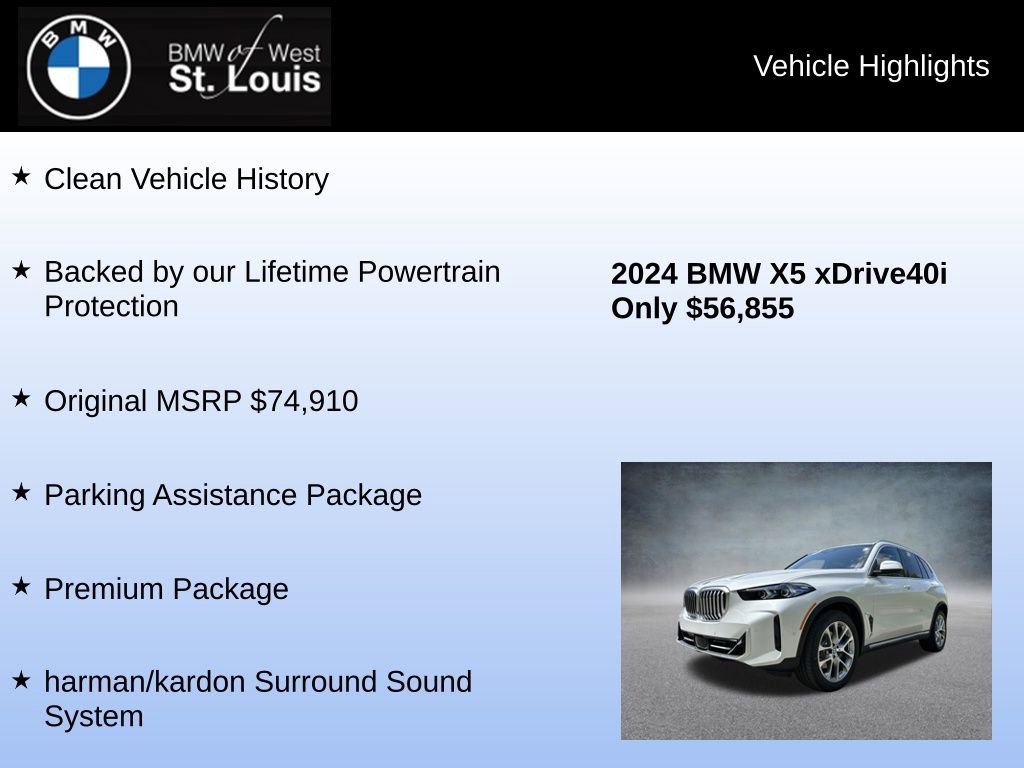 Used 2024 BMW X5 xDrive40i w/ Premium Package image 8