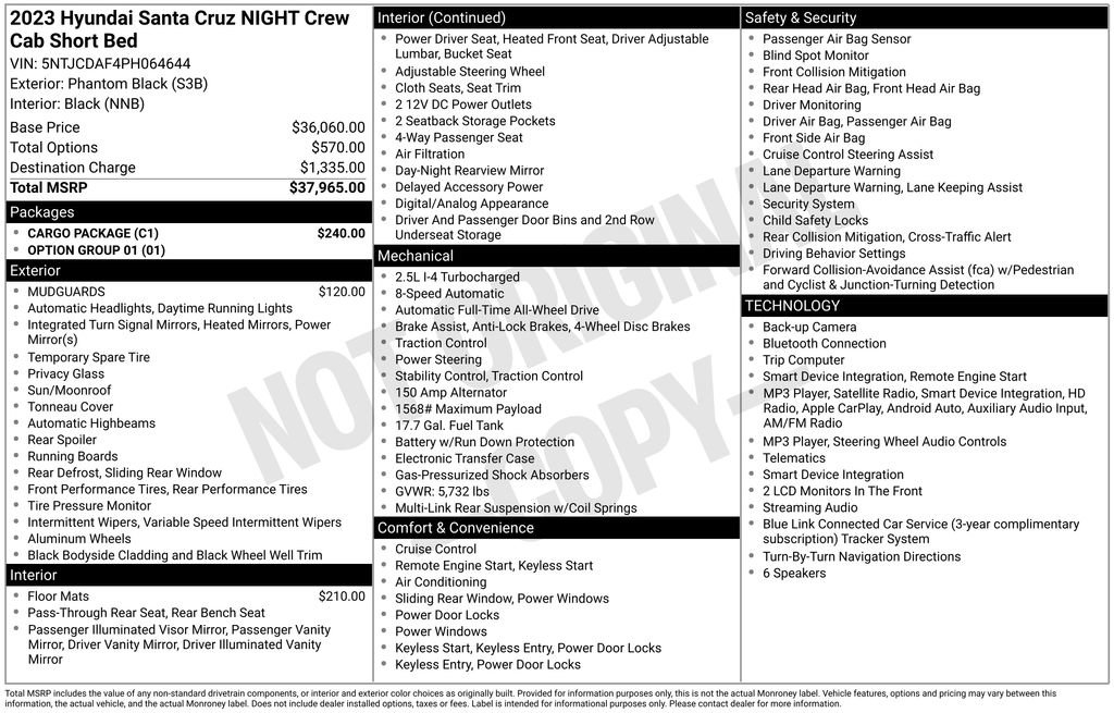 Used 2023 Hyundai Santa Cruz Night w/ Cargo Package AWD/4WD image 27