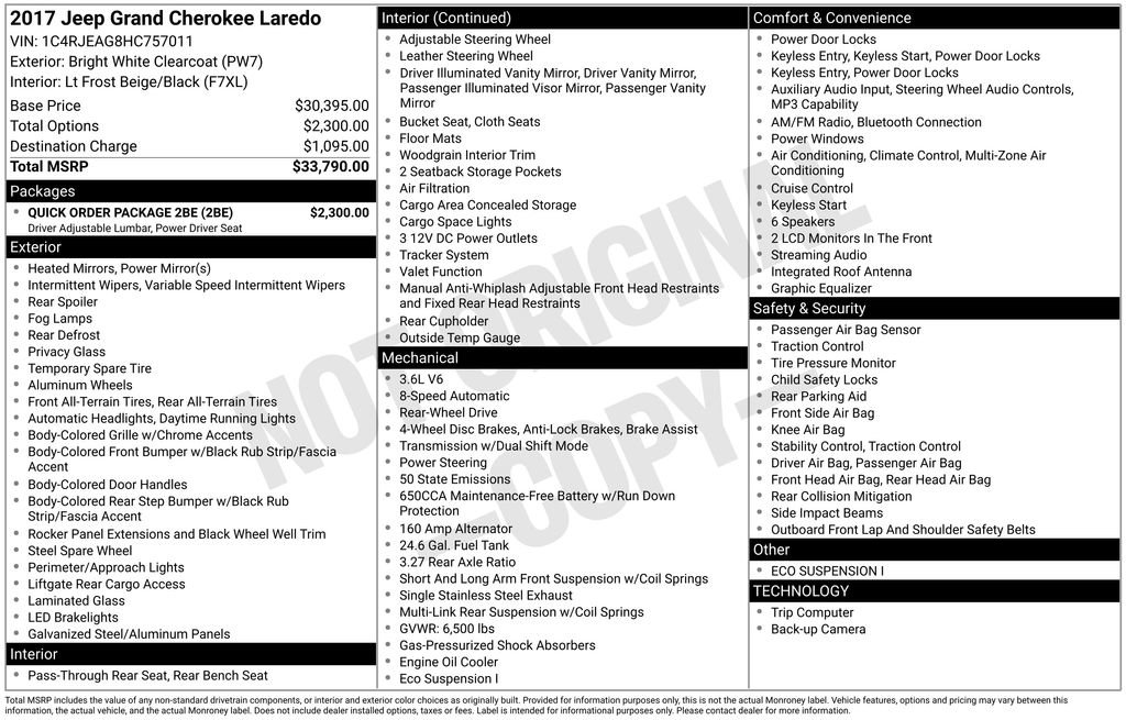 Used 2017 Jeep Grand Cherokee Laredo w/ Quick Order Package 2BE image 5