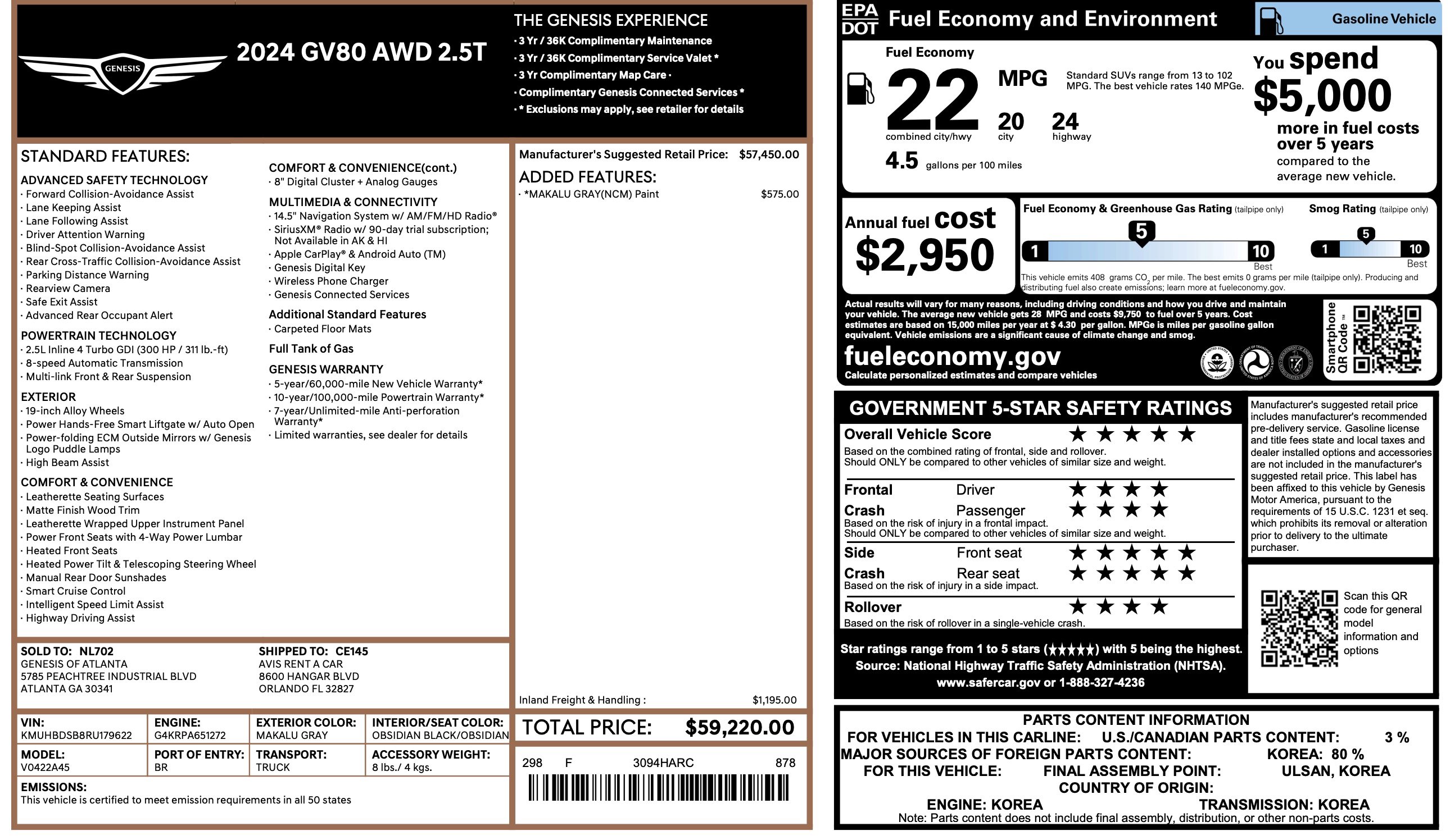 Used 2024 Genesis GV80 2.5T AWD/4WD image 5