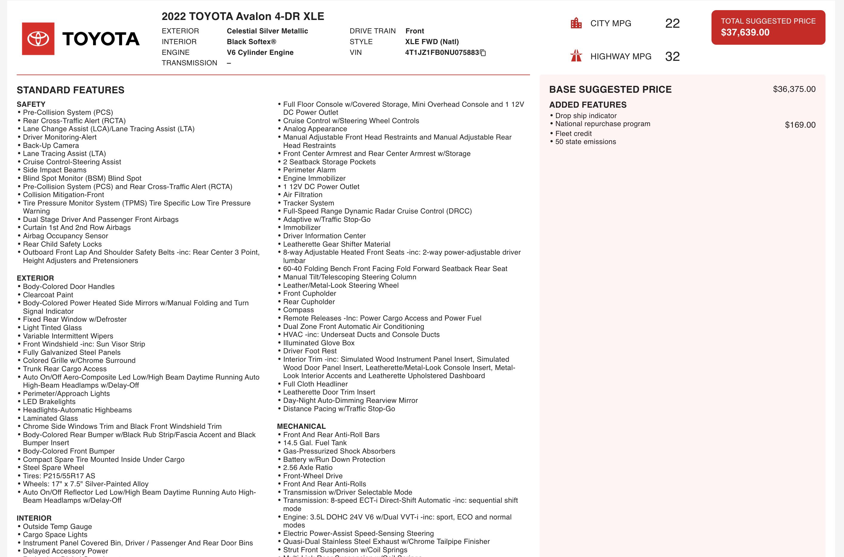 Used 2022 Toyota Avalon XLE image 4