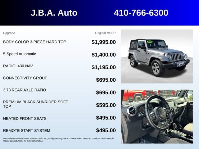 Used 2017 Jeep Wrangler Sahara w/ Connectivity Group AWD/4WD image 5