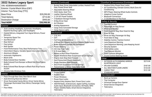 Used 2022 Subaru Legacy 2.5i Sport image 7