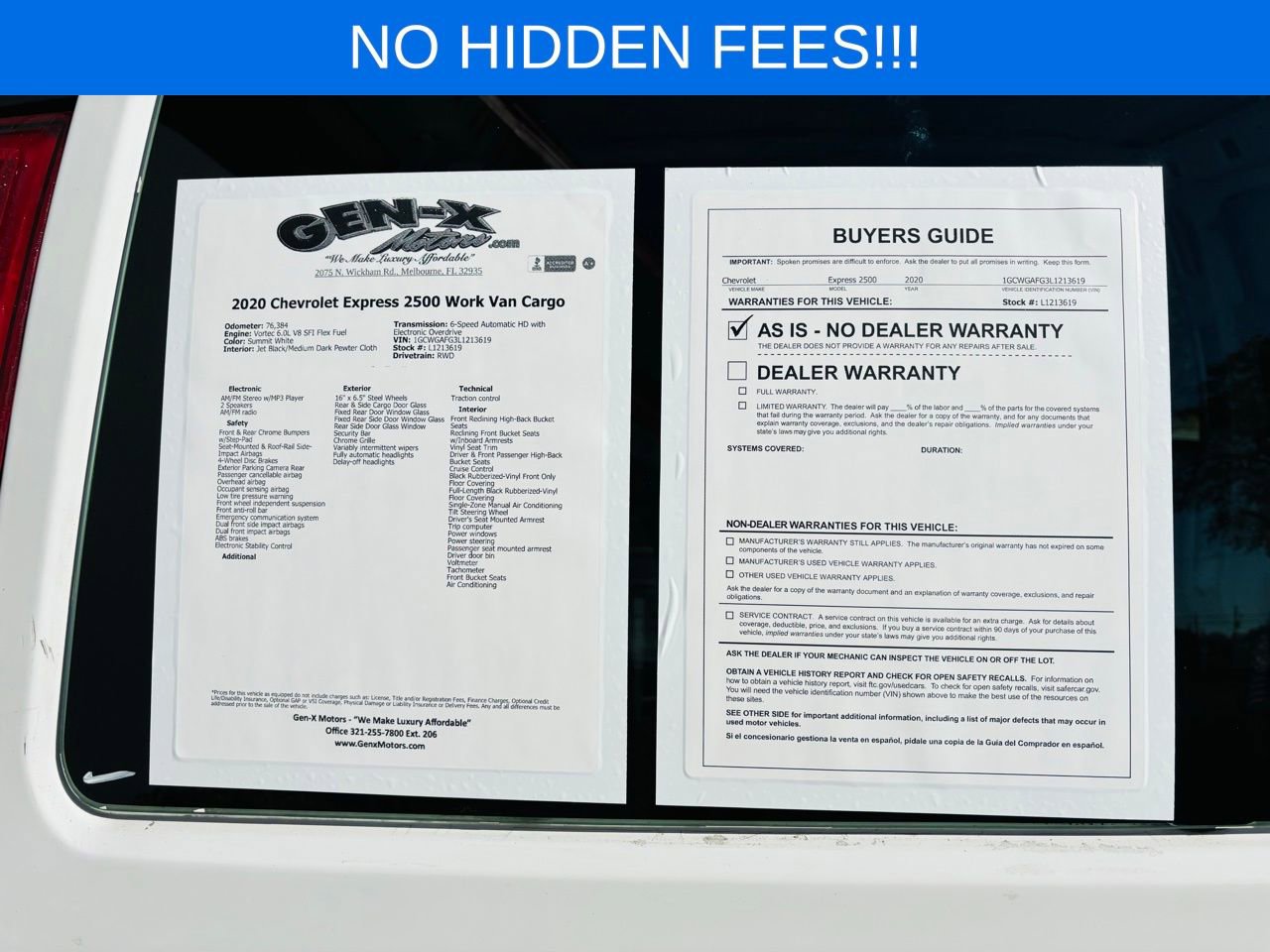 Used 2020 Chevrolet Express 2500 w/ Driver Convenience Package image 13