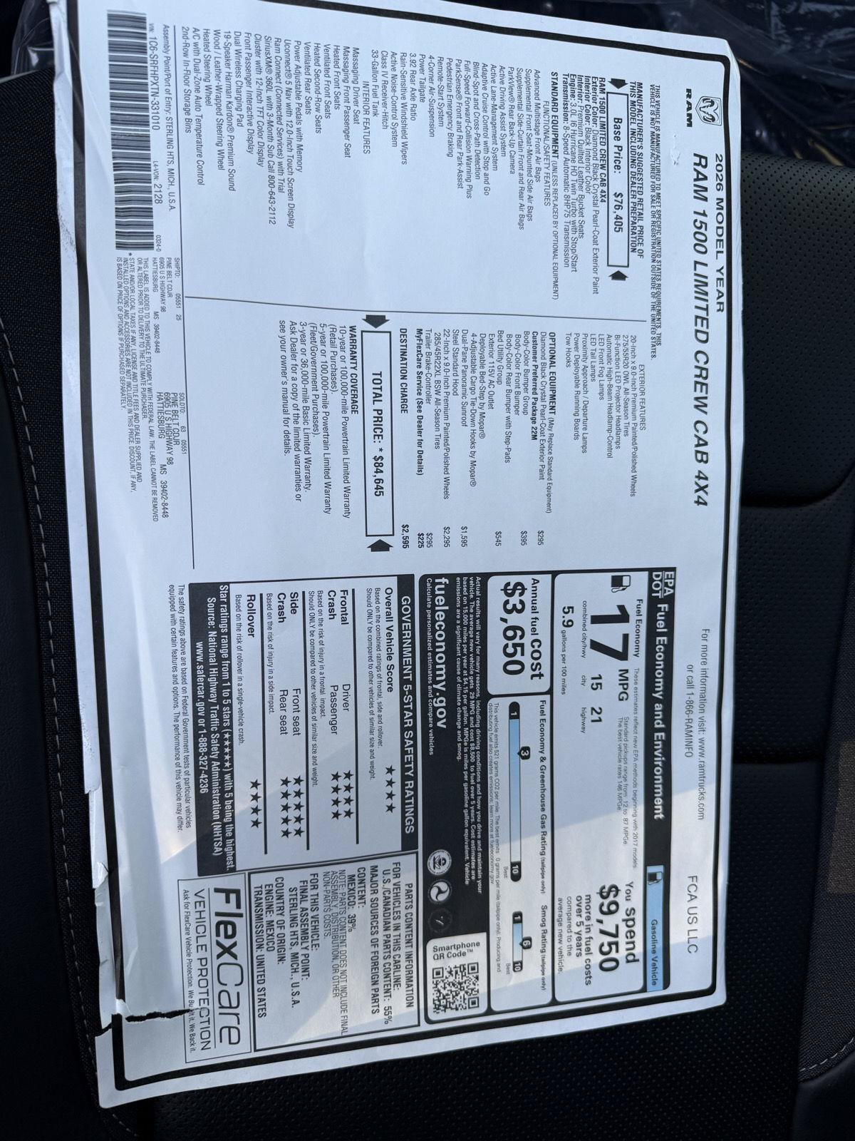 New 2026 RAM 1500 Limited w/ Bed Utility Group AWD/4WD image 7