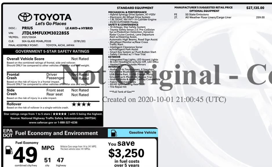Used 2021 Toyota Prius LE AWD/4WD image 2