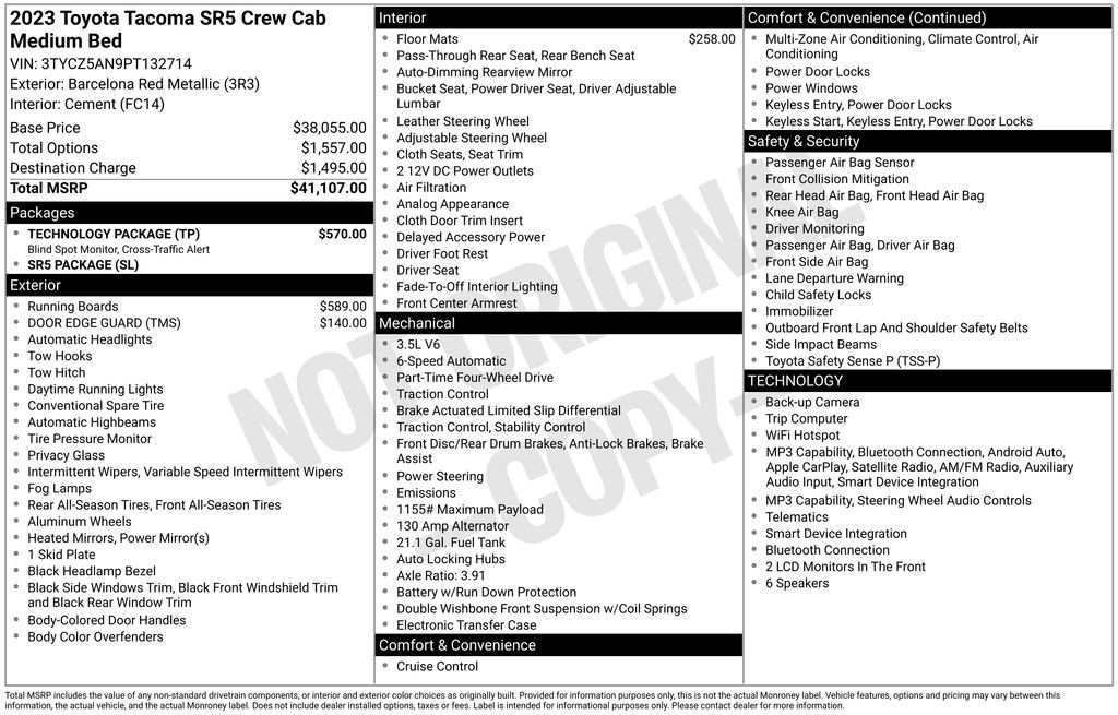 Used 2023 Toyota Tacoma SR5 w/ Technology Package AWD/4WD image 34