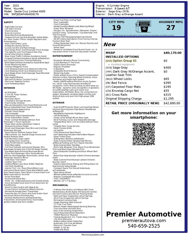 Used 2022 Hyundai Santa Cruz Limited image 2