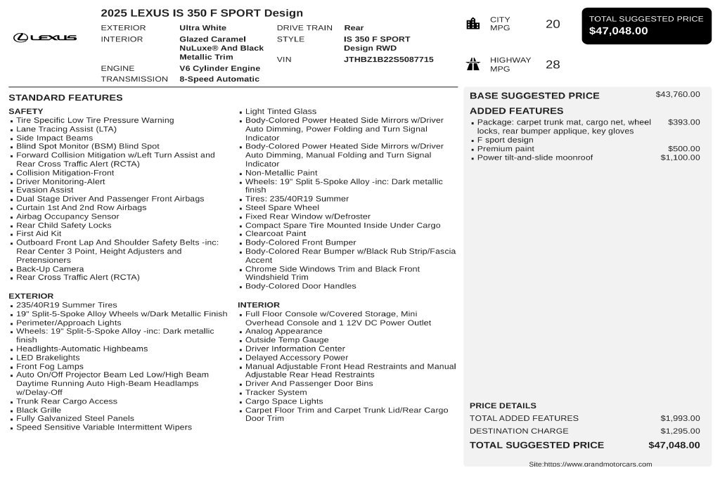 Used 2025 Lexus IS 350 F Sport w/ Accessory Package 2 RWD image 4